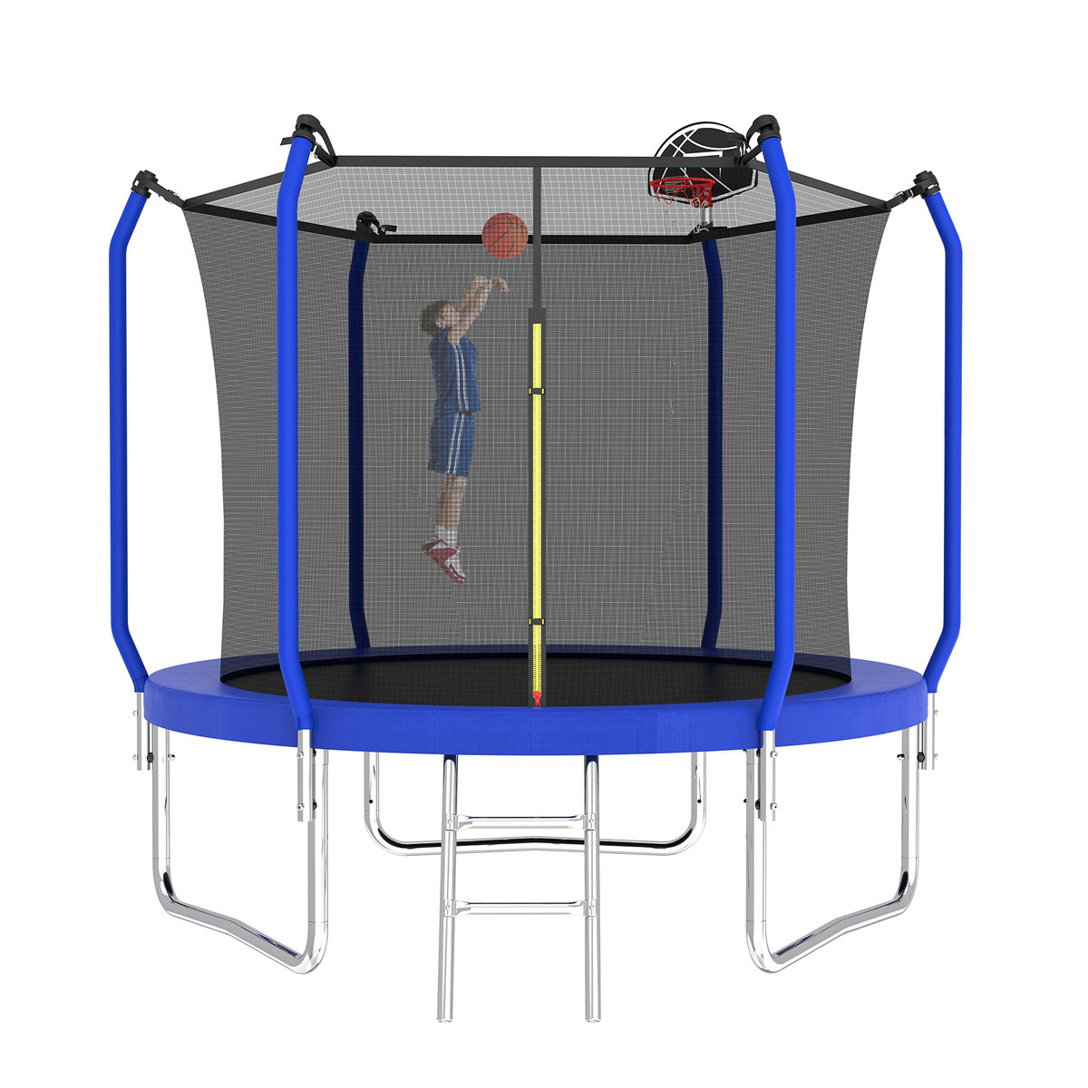 WANDINGT 8FT Trampoline With Basketball Hoop Reinforced Type Outdoor Trampoline With Enclosure Net Wayfair